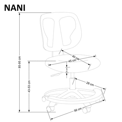 Office Chair Nani | size: Width: 52cm, Height: 85cm, Depth: 56cm | color: Black/Grey | image: 2 | variant: 1005145