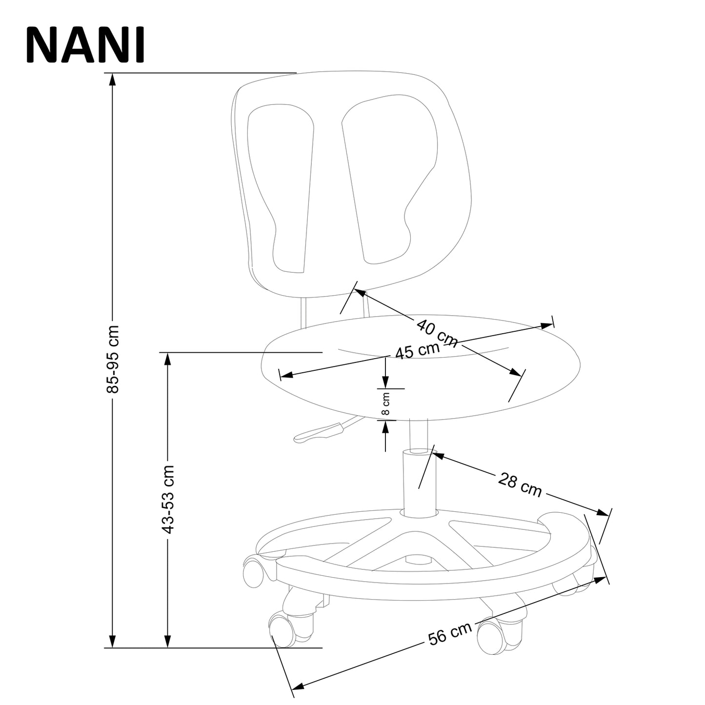 Office Chair Nani | size: Width: 52cm, Height: 85cm, Depth: 56cm | color: Black/Pink | image: 2 | variant: 1005146