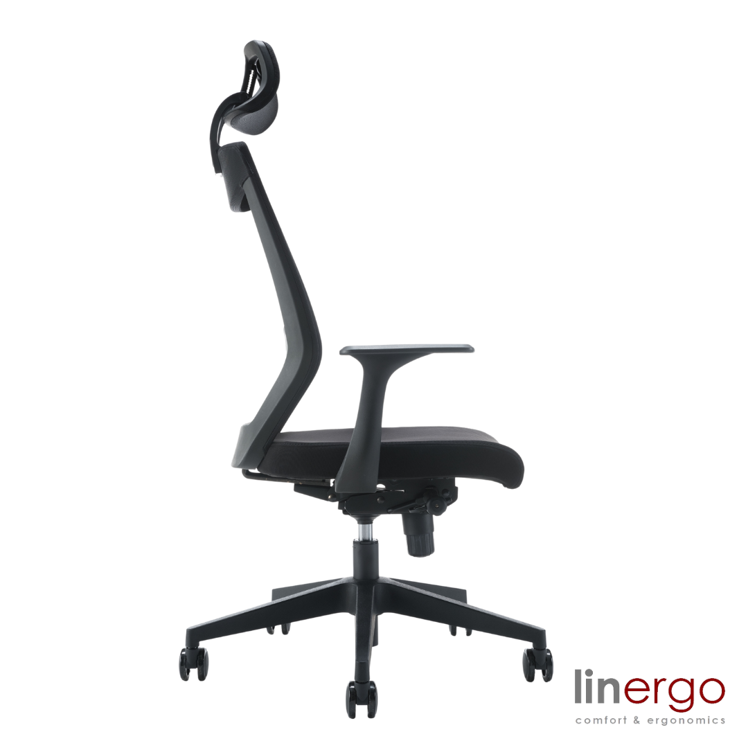 Office Chair Oslo ERGO | size: Width: 57.5cm, Height: 128cm, Depth: 60cm | color: Black | image: 1 | variant: 1014101