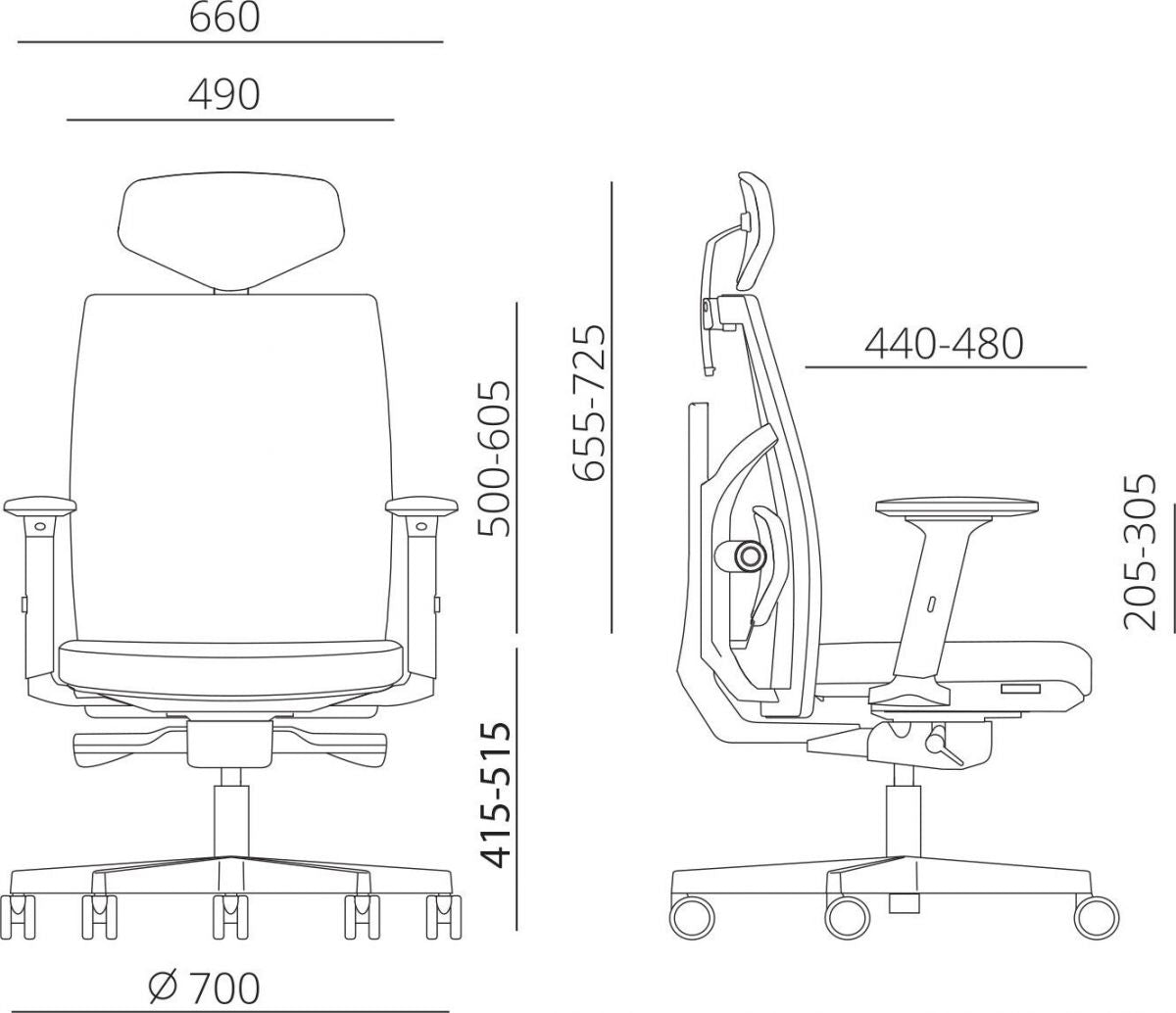 Office Chair Pembroke | size: Width: 70cm, Height: 111-128cm, Depth: 49cm | color: Black | image: 3 | variant: 1005927