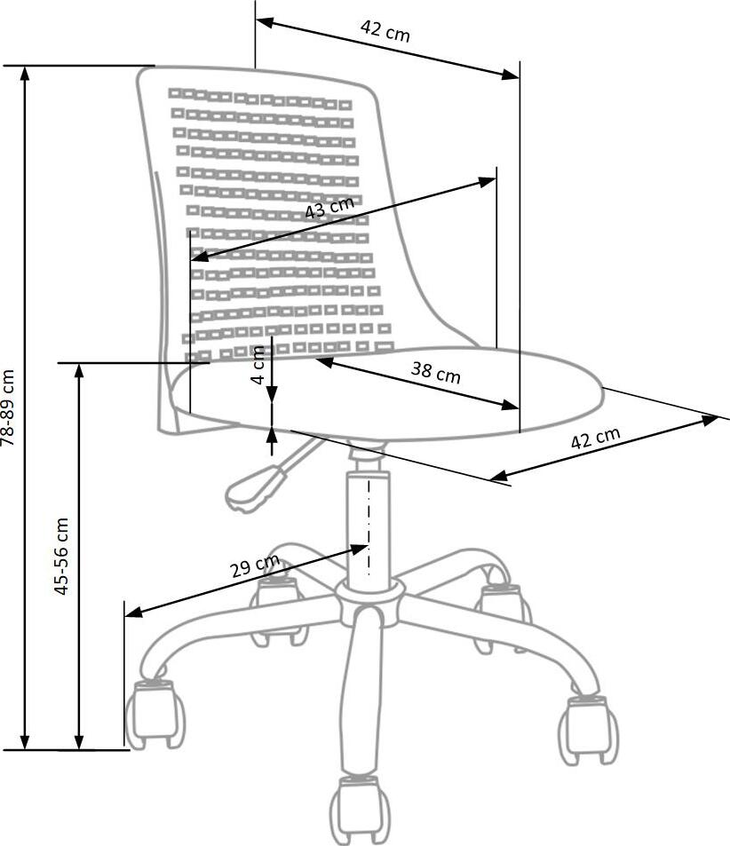 Office Chair Pure | size: Width: 43cm, Height: 89cm, Depth: 42cm | color: Gray | image: 6 | variant: 1005180