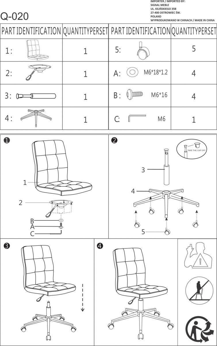 Office Chair Q-020 | size: Width: 45cm, Height: 87-97cm, Depth: 40cm | color: Gray | image: 5 | variant: 1005390