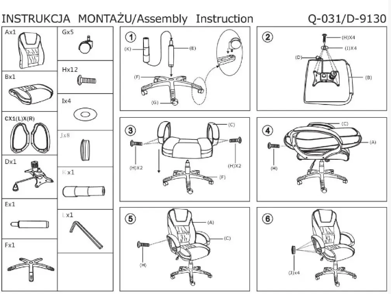 Office Chair Q-031 | size: Width: 64cm, Height: 112-150cm, Depth: 48cm | color: White | image: 2 | variant: 1005414