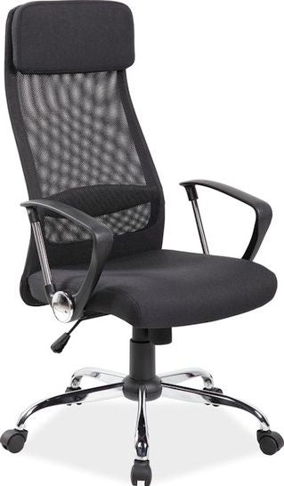 Office Chair Q-345 | size: Width: 62cm, Height: 118-128cm, Depth: 49cm | color: Black | image: 1 | variant: 1005432