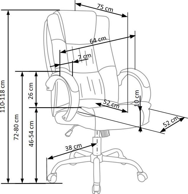 Office Chair Relax 2 | size: Width: 64cm, Height: 118cm, Depth: 75cm | color: Gray | image: 2 | variant: 1011551