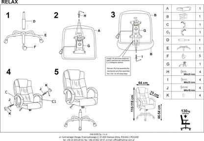 Office Chair Relax 2 | size: Width: 64cm, Height: 118cm, Depth: 75cm | color: Gray | image: 3 | variant: 1011551