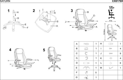Office Chair Saturn | size: Width: 67cm, Height: 120cm, Depth: 65cm | color: Black | image: 8 | variant: 1005159