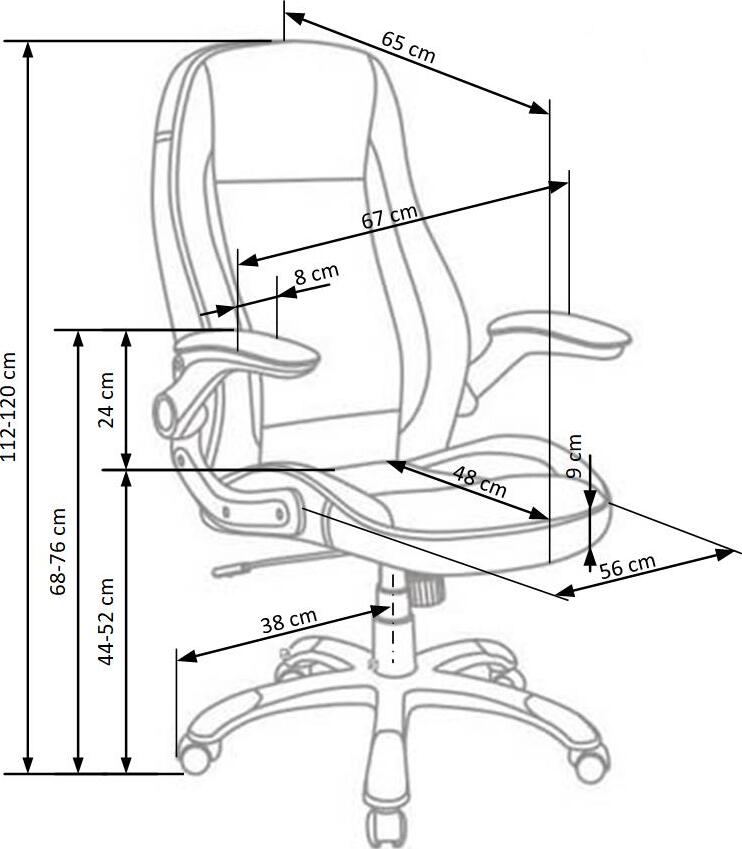 Office Chair Saturn | size: Width: 67cm, Height: 120cm, Depth: 65cm | color: White | image: 2 | variant: 1005158