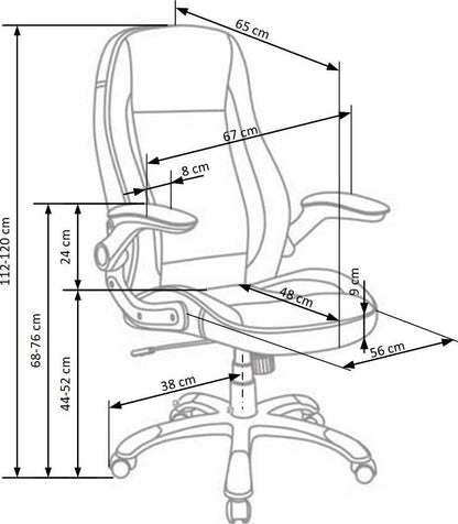 Office Chair Saturn | size: Width: 67cm, Height: 120cm, Depth: 65cm | color: White | image: 2 | variant: 1005158