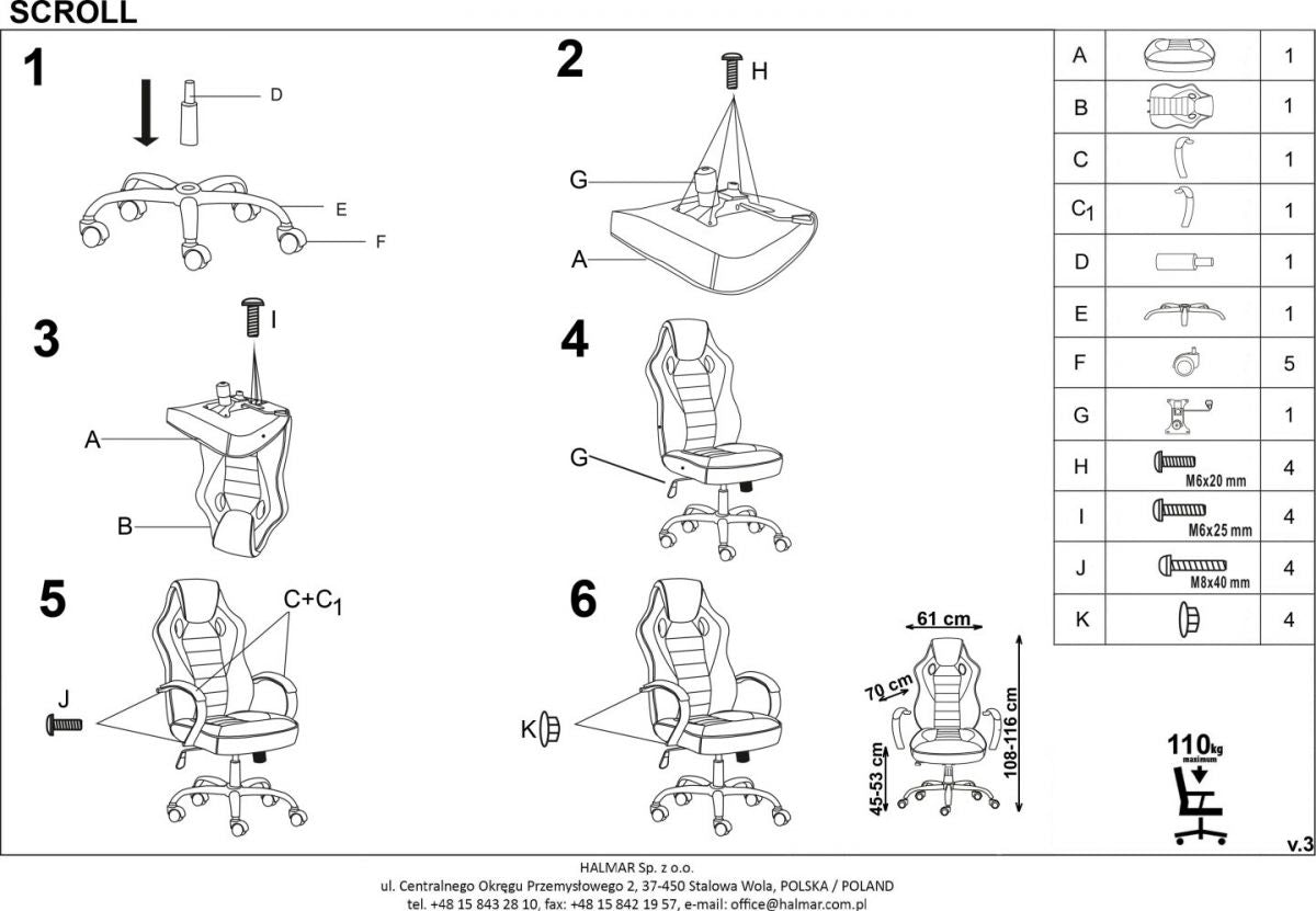 Office Chair Scroll | size: Width: 61cm, Height: 109cm, Depth: 48cm | color: Black | image: 3 | variant: 1011553