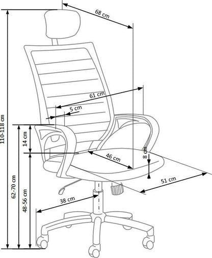 Office Chair Socket | size: Width: 61cm, Height: 118cm, Depth: 68cm | color: Black | image: 10 | variant: 1011969