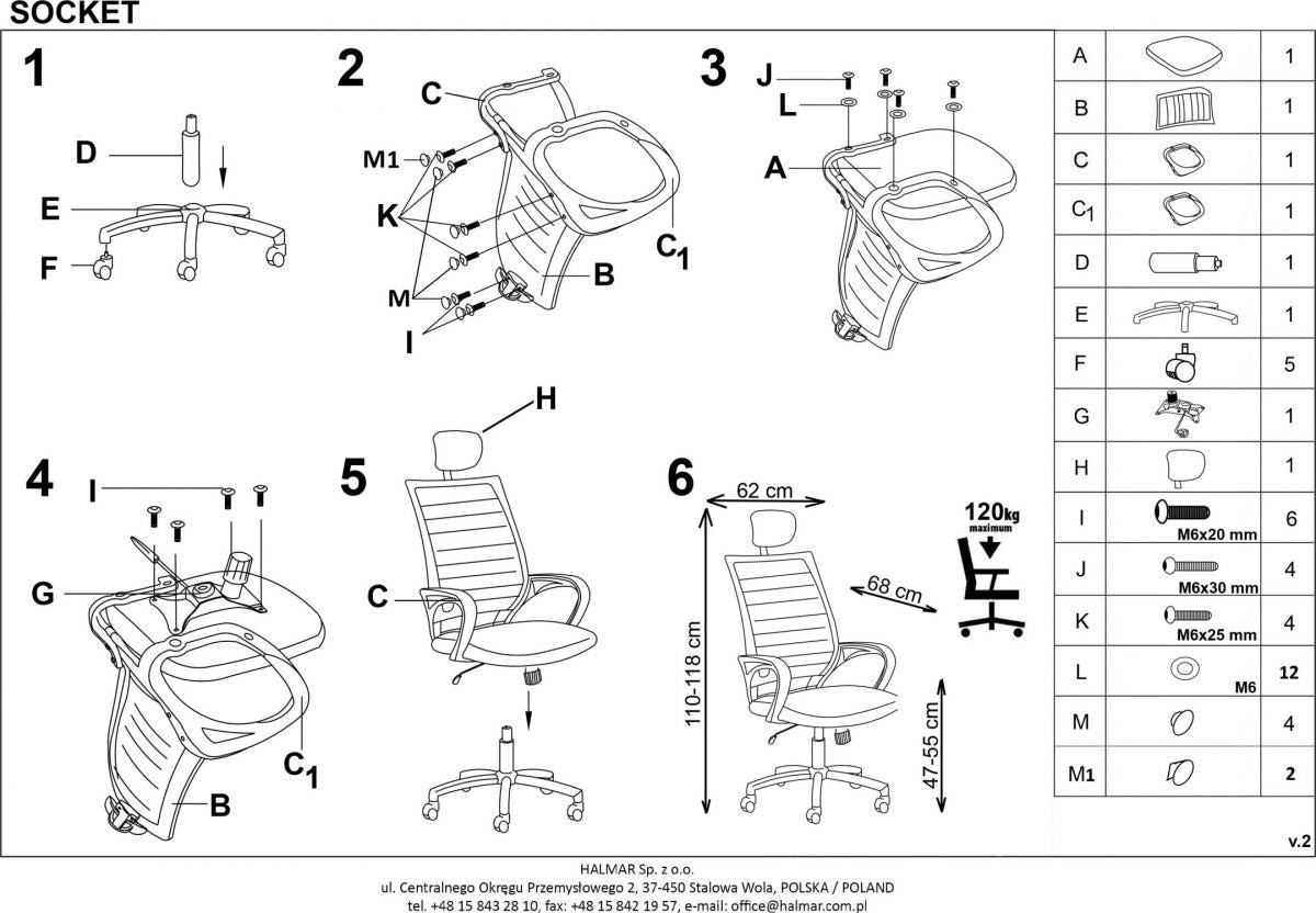 Office Chair Socket | size: Width: 61cm, Height: 118cm, Depth: 68cm | color: Black | image: 9 | variant: 1011969