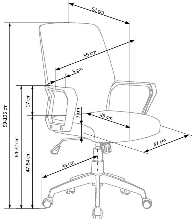 Office Chair Spin 2 | size: Width: 59cm, Height: 106cm, Depth: 62cm | color: Gray | image: 9 | variant: 1011970