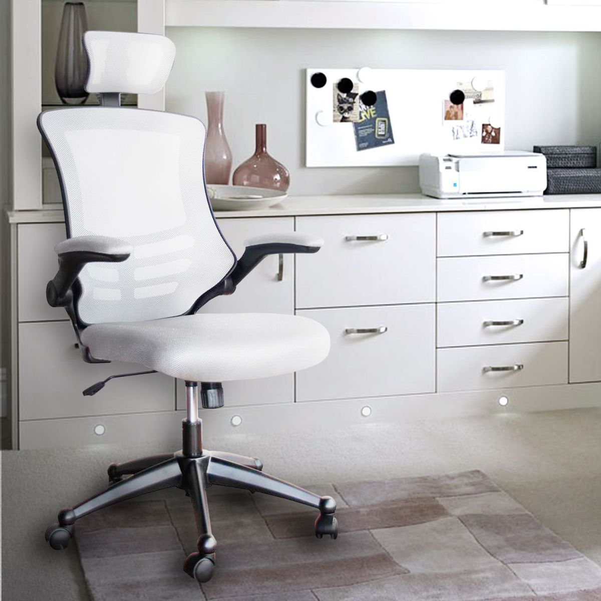 Office Chair St Asaph | size: Width: 51cm, Height: 117-126cm, Depth: 66.5cm | color: Gray | image: 2 | variant: 1001213