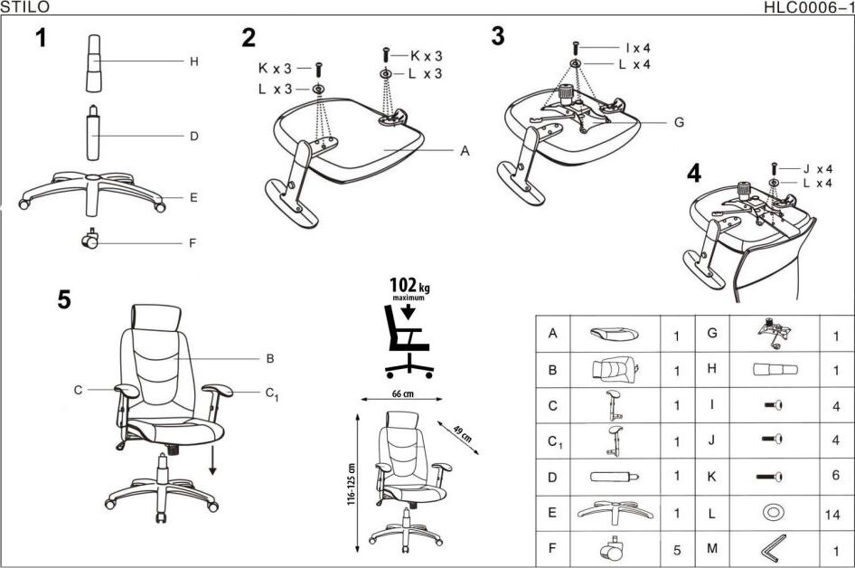 Office Chair Stilo | size: Width: 66cm, Height: 125cm, Depth: 49cm | color: Black | image: 6 | variant: 1011554