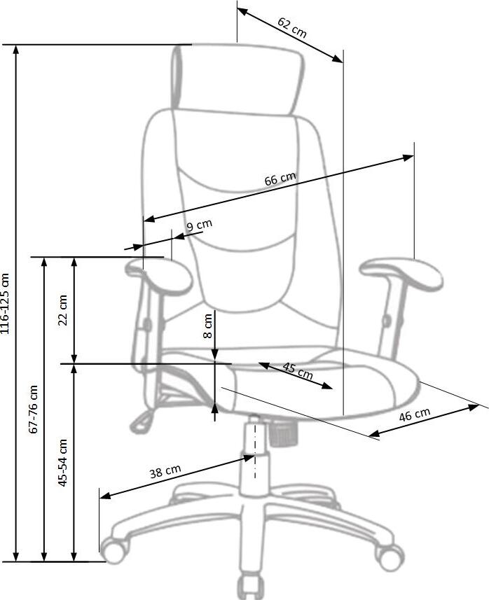 Office Chair Stilo | size: Width: 66cm, Height: 125cm, Depth: 49cm | color: Black | image: 7 | variant: 1011554