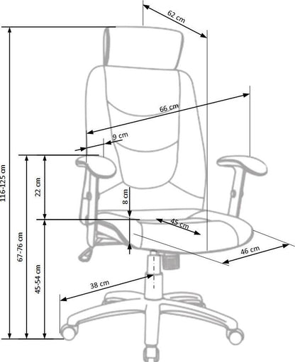 Office Chair Stilo | size: Width: 66cm, Height: 125cm, Depth: 49cm | color: Black | image: 7 | variant: 1011554