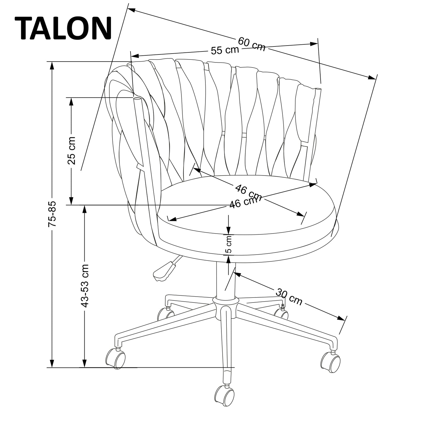 Office Chair Talon | size: Width: 55cm, Height: 75cm, Depth: 60cm | color: Beige/Black | image: 2 | variant: 1005164