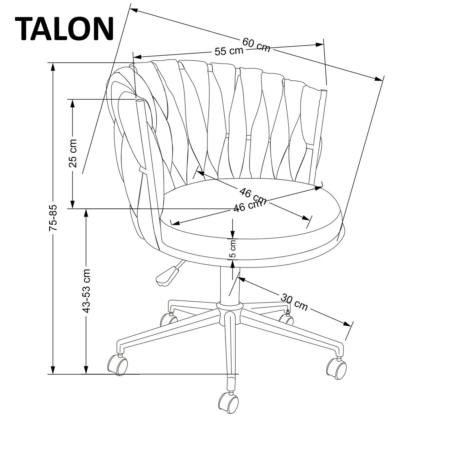 Office Chair Talon | size: Width: 55cm, Height: 75cm, Depth: 60cm | color: Black/Pink | image: 2 | variant: 1005166