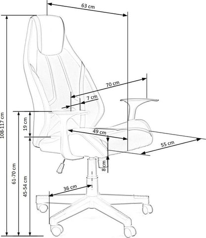 Office Chair Tanger | size: Width: 70cm, Height: 117cm, Depth: 63cm | color: Gray | image: 9 | variant: 1011973