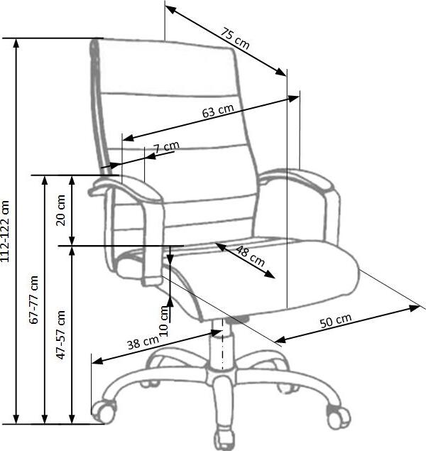 Office Chair Teksas | size: Width: 63cm, Height: 122cm, Depth: 51cm | color: Black | image: 6 | variant: 1011583