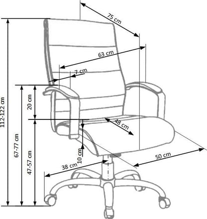 Office Chair Teksas | size: Width: 63cm, Height: 122cm, Depth: 51cm | color: Black | image: 6 | variant: 1011583