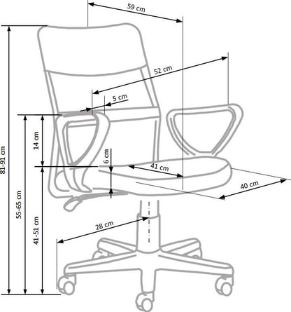 Office Chair Timmy | size: Width: 52cm, Height: 91cm, Depth: 59cm | color: Gray | image: 7 | variant: 1005168