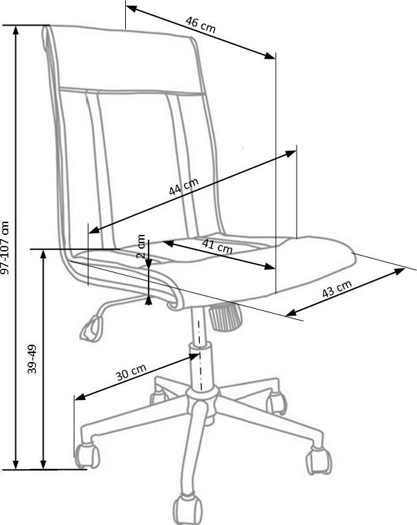 Office Chair Tirol | size: Width: 44cm, Height: 107cm, Depth: 46cm | color: Gray | image: 8 | variant: 1005176