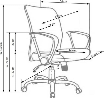 Office Chair Tony | size: Width: 56cm, Height: 102cm, Depth: 58cm | color: Black | image: 4 | variant: 1005182