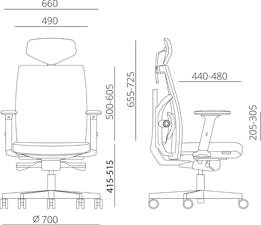 Office Chair Tune | size: Width: 70cm, Height: 111-128cm, Depth: 49cm | color: Black | image: 5 | variant: 1005340
