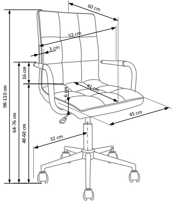 Office Chair Varese | size: Width: 53cm, Height: 110cm, Depth: 60cm | color: White | image: 3 | variant: 1002906
