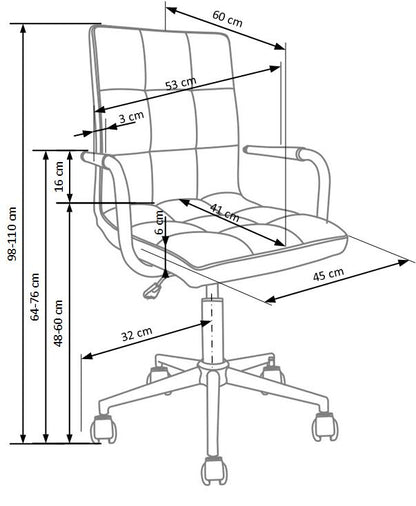 Office Chair Varese | size: Width: 53cm, Height: 110cm, Depth: 60cm | color: White | image: 3 | variant: 1002906