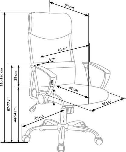 Office Chair Vire | size: Width: 61cm, Height: 120cm, Depth: 63cm | color: White | image: 7 | variant: 1005190