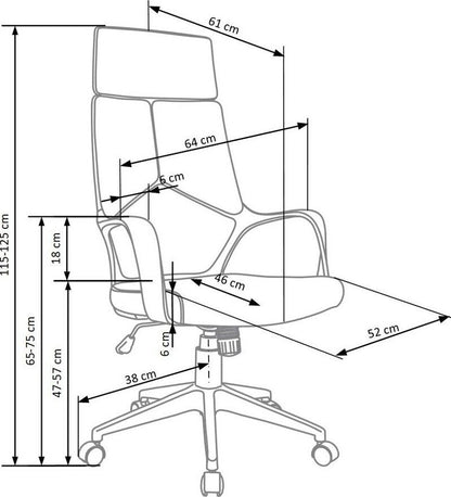 Office Chair Voyager | size: Width: 64cm, Height: 125cm, Depth: 61cm | color: Blue | image: 3 | variant: 1011556