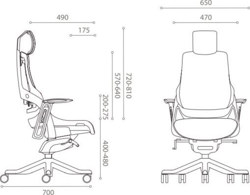 Office Chair Wau | size: Width: 70cm, Height: 112-129cm, Depth: 70cm | color: Green | image: 4 | variant: 1005351