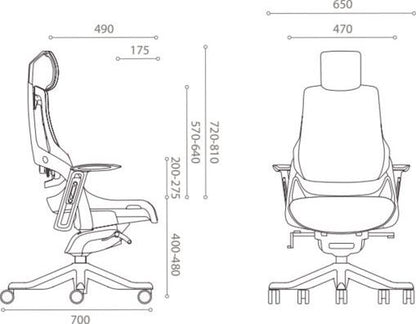 Office Chair Wau | size: Width: 70cm, Height: 112-129cm, Depth: 70cm | color: Green | image: 4 | variant: 1005351
