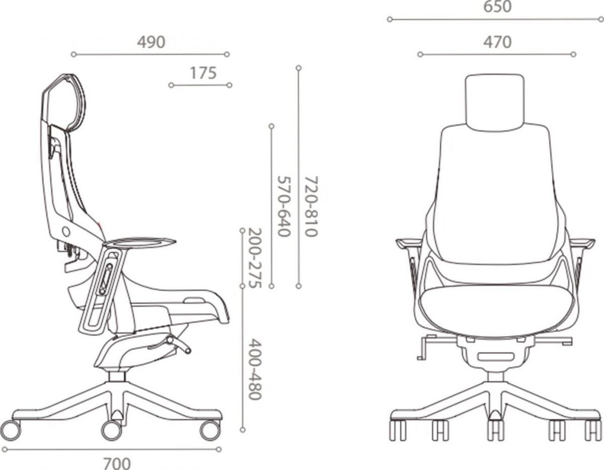 Office Chair Wau | size: Width: 70cm, Height: 112-129cm, Depth: 70cm | color: Transparent/Black | image: 6 | variant: 1005348