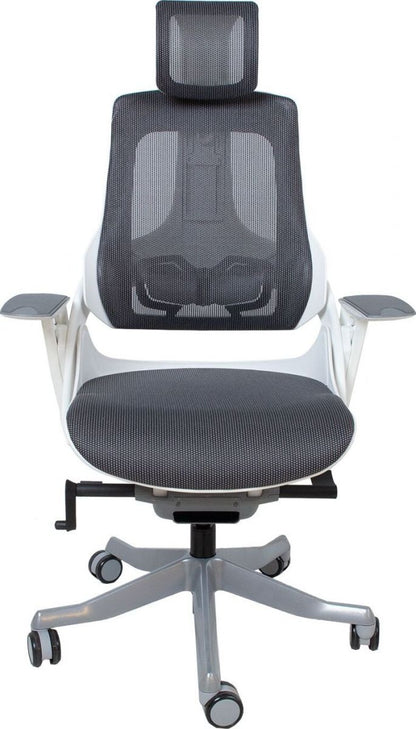 Office Chair Wau | size: Width: 70cm, Height: 129cm, Depth: 70cm | color: White/Grey | image: 3 | variant: 1005354