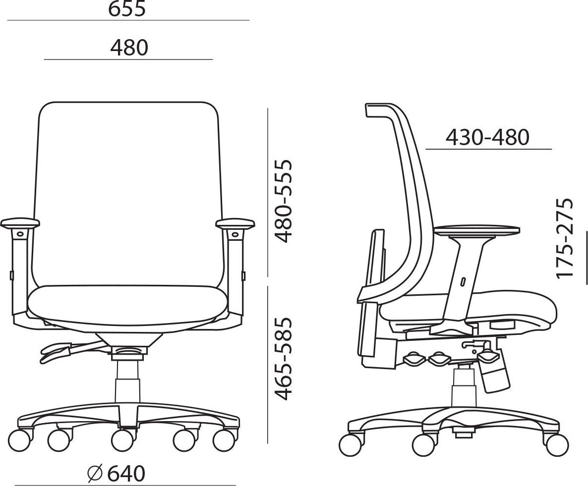 Office Chair Welshpool | size: Width: 65.5cm, Height: 94.5-114cm, Depth: 64cm | color: Gray | image: 9 | variant: 1005930
