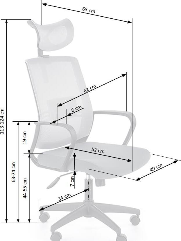 Office Chair West Aviemore | size: Width: 62cm, Height: 124cm, Depth: 65cm | color: Gray | image: 9 | variant: 1007103