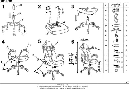 Office Chair West Durham | size: Width: 62cm, Height: 128cm, Depth: 64cm | color: Black | image: 4 | variant: 1007072