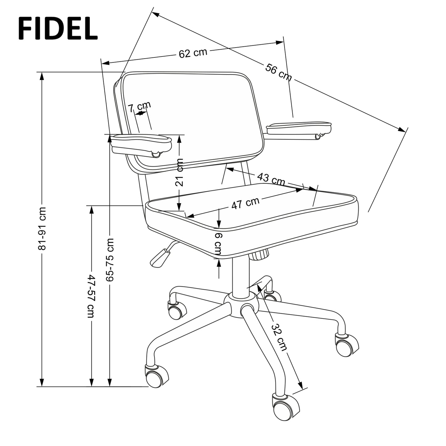 Office Chair West Mountain Ash | size: Width: 62cm, Height: 81cm, Depth: 56cm | color: Black/Grey | image: 2 | variant: 1007424