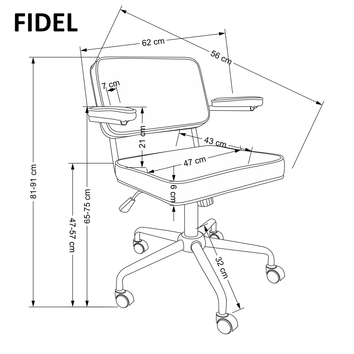 Office Chair West Mountain Ash | size: Width: 62cm, Height: 81cm, Depth: 56cm | color: Black/Grey | image: 2 | variant: 1007424