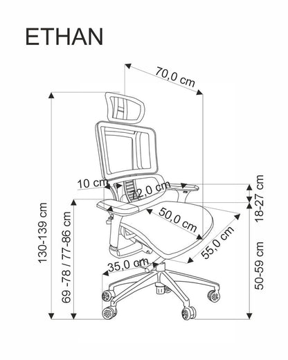 Office Chair West Valmiera | size: Width: 72cm, Height: 139cm, Depth: 70cm | color: Gray | image: 2 | variant: 1007566