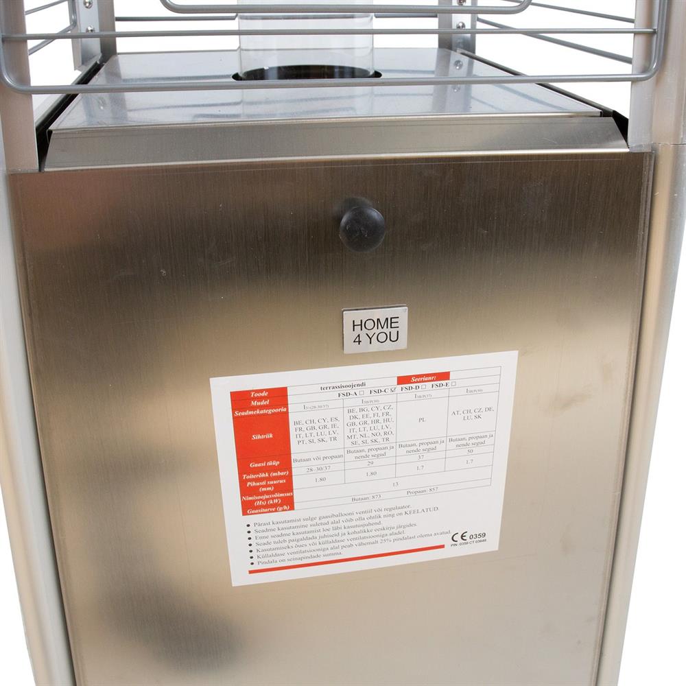 Patio Gas Heater East St Etienne | size: Length: 73cm, Width: 73cm, Height: 227cm | color: Silver | image: 7 | variant: 1006398
