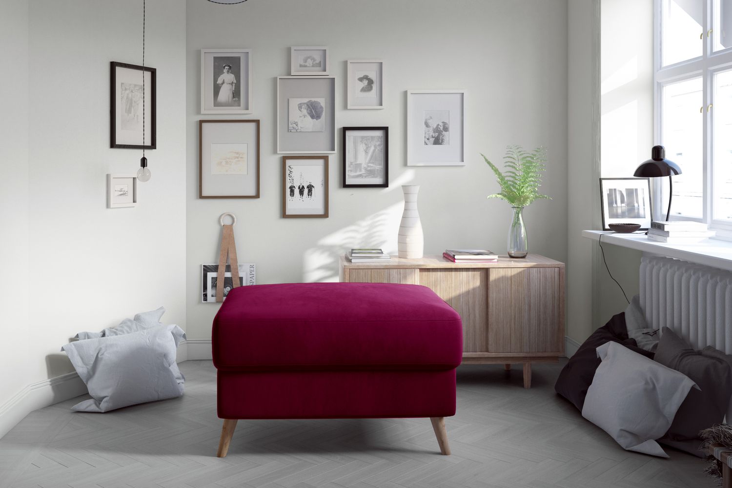 Pouf Asgard | size: Width: 73cm, Height: 73cm, Depth: 48cm | color: Mat/Velvet | image: 1 | variant: 1005740