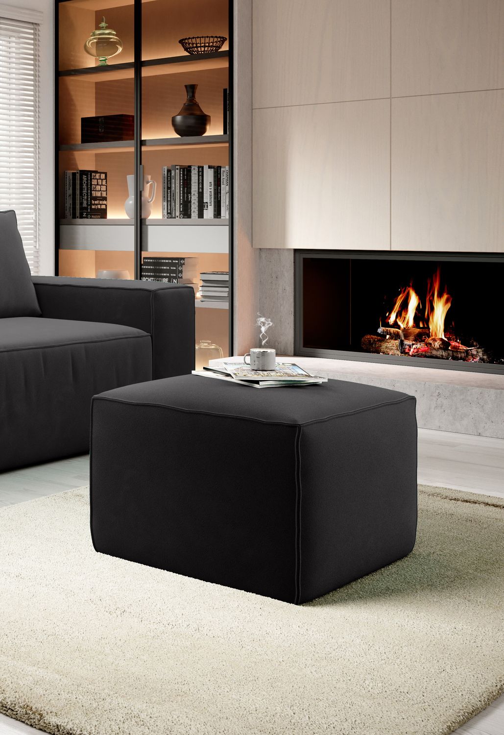 Pouf East Chertsey | size: Width: 88cm, Height: 51cm, Depth: 68cm | color: Velvetmat | image: 1 | variant: 1010529