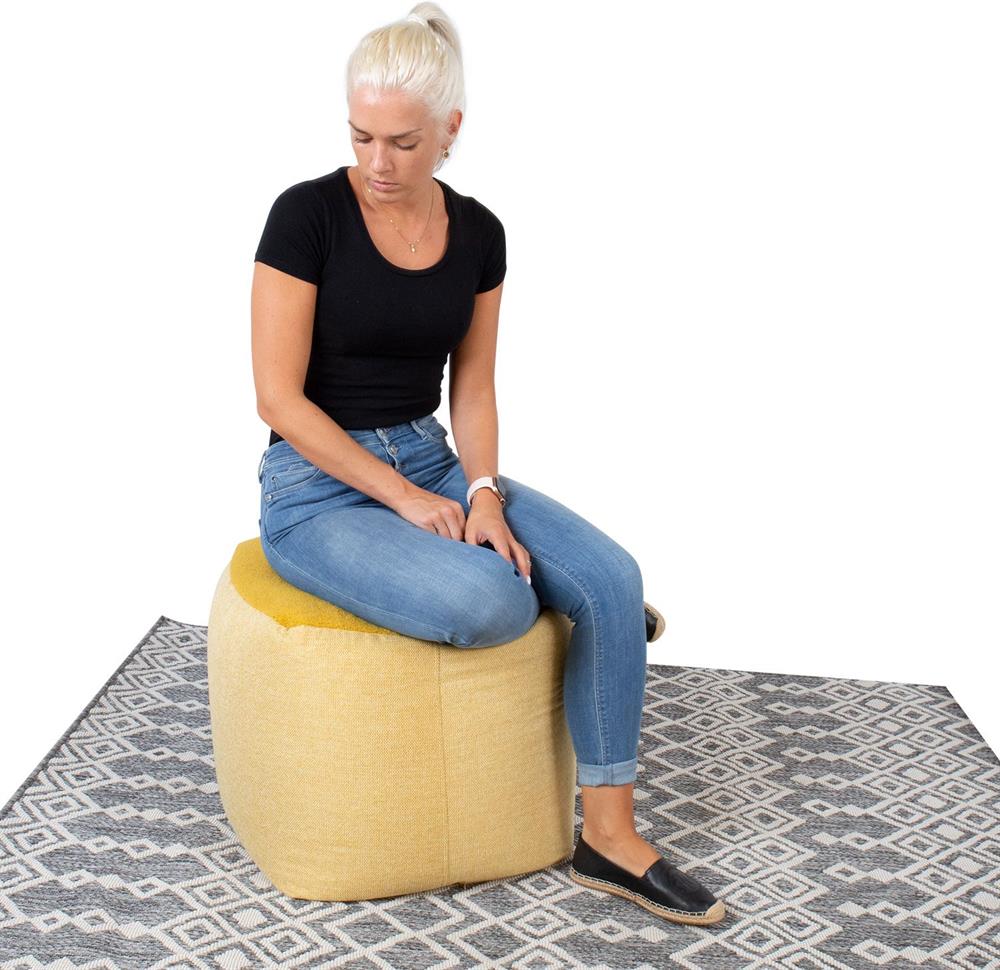 Pouf Ebbw Vale | size: Width: 55cm, Height: 45cm, Depth: 55cm | color: Yellow | image: 3 | variant: 1001412
