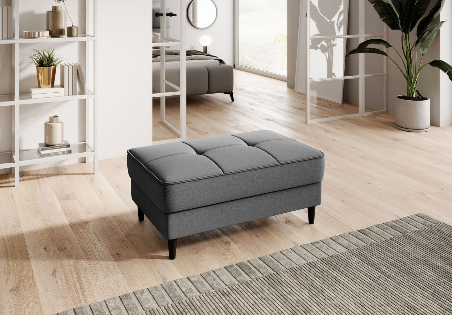 Pouf Hinckley | size: Width: 97cm, Height: 42cm, Depth: 62cm | color: Gray | image: 1 | variant: 1010256