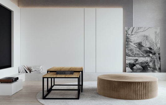 Pouf Lara | size: Width: 73cm, Height: 27cm, Depth: 73cm | color: Monolith/Pasy | image: 1 | variant: 1005826